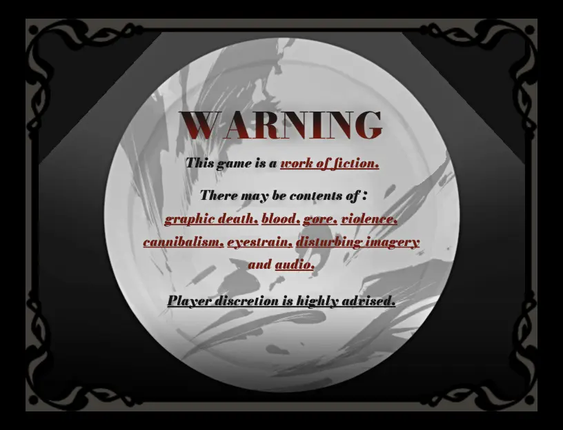 Dead Plate content warning screen listing graphic content