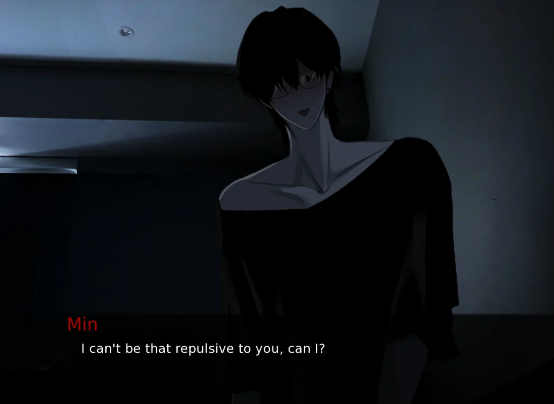 SURVIVE MIN screenshot showing Min in a dark room