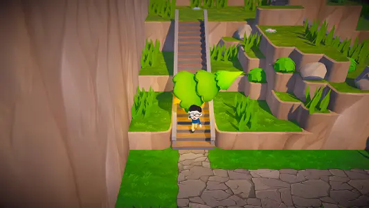 Trees Hate You gameplay with a narrow path between cliff edges